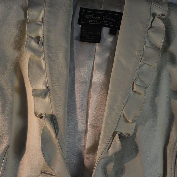 Leather Jacket Frilled SZ L Terry Lewis Classic Luxuries - Picture 6 of 9